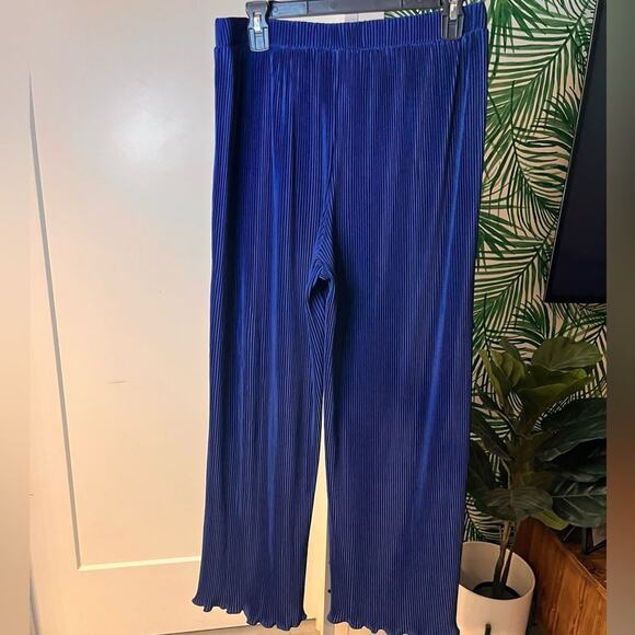 Joie Blue Pleated Wide Leg Pants, size large, EUC - Picture 3 of 8